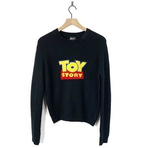 Disney Toy Story Logo Black Knit Crewneck Sweater